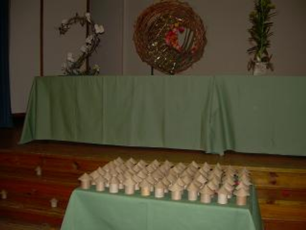 Favors for the Floral Trends Design Group members in the shape of cardboard mushrooms