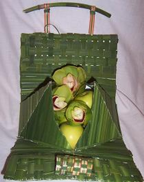 Flax and Palm leaf bag- open