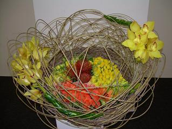 Floral Art Competition Veiled Sunshine with reed veil