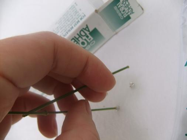 Glue the beads to the stems Glue the beads to the stems