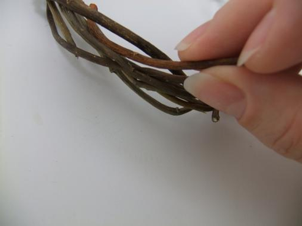 Let the natural curve in the twigs guide you to show how to bend each twig