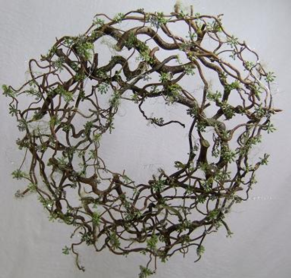 Forest Filigree Christmas wreath glued from hazel twigs and moss