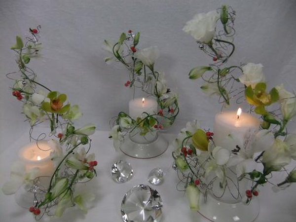 Rocking around three candle trees floral art design