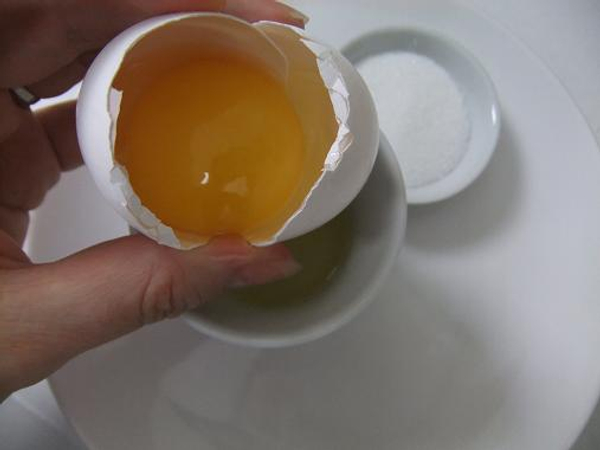 Seperate the egg white from the yolk