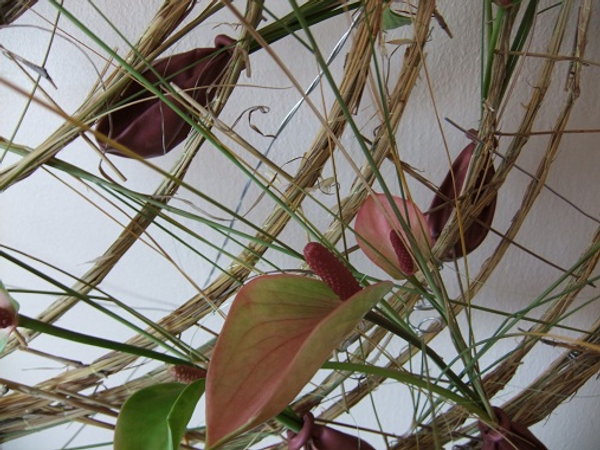 The wire coils are covered with wild field grass.