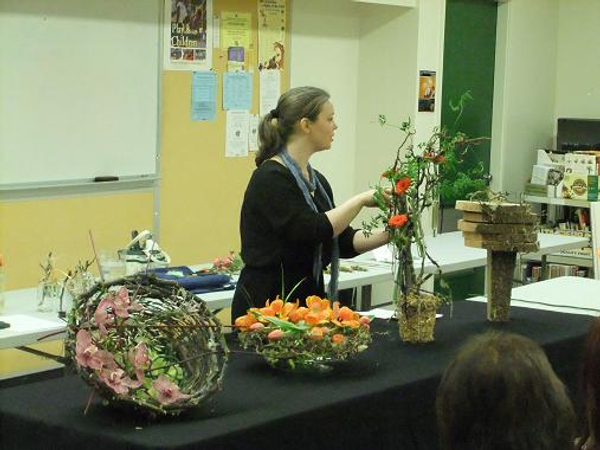Floral Art demonstration at The Capilano Flower Arrangers club designing meaningful arrangements.
