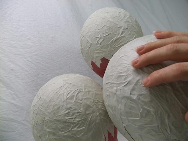 Let the hatched Papier Mache Easter eggs dry over night.