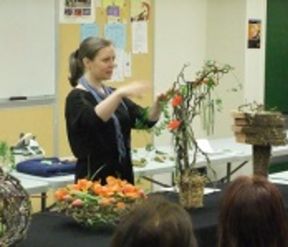 A Floral Fable Design demonstration at the Capilano Flower Arranging club