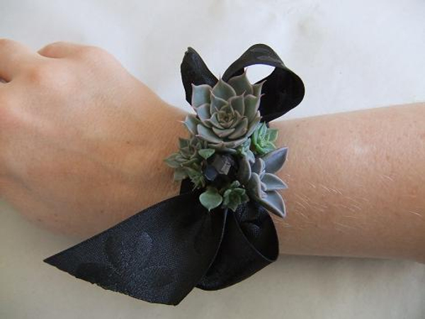 Succulent wrist corsage.