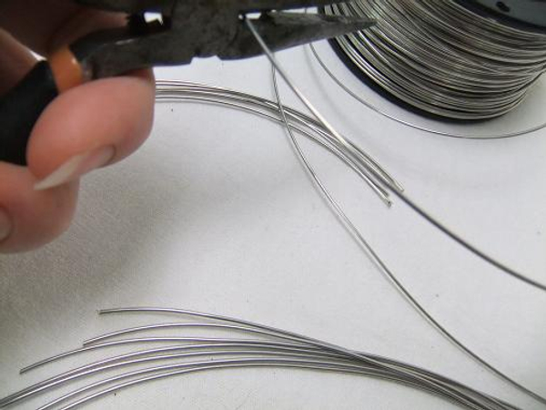 Cut sections of wire.