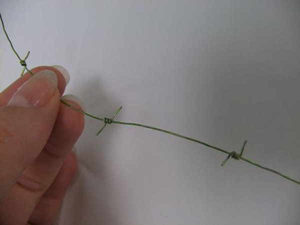 Decorative barbed wire with coiled barbs.