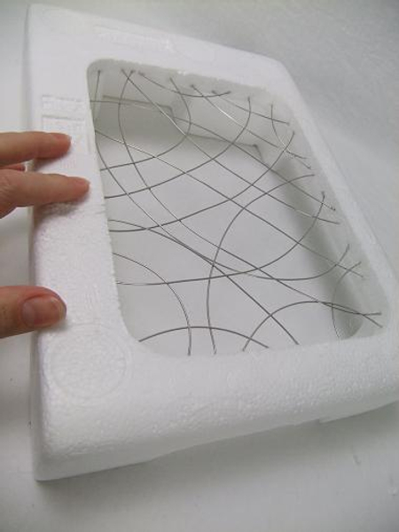 Styrofoam and wire grid.