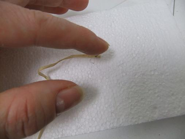 Pin a section of raffia to Styrofoam