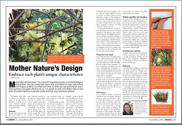 Designing with Mother Nature Canadian Florist Magazine.