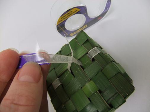 Tape the guide ribbon to you decorative ribbon