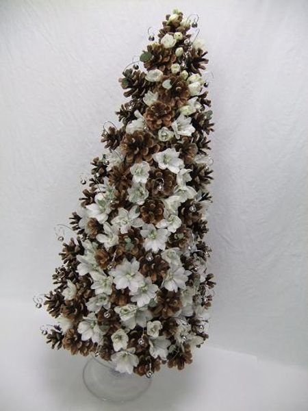 Jingle bell pinecone and delphinium table top tree