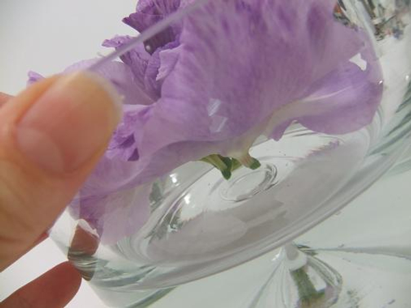 Making sure all the stems touch to bottom of the vase