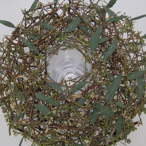 Stacked twig and eucalyptus wreath