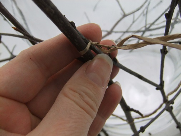Slip the second wire around a twig and twist to secure