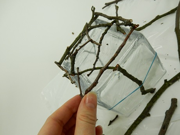 Keep adding twigs to follow the shape of the vase
