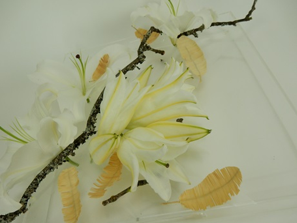 Lilies in a clear tray