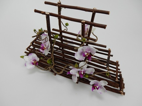 Phalaenopsis orchids, Hazel and strawberry twig Bridal Basket