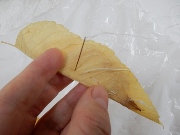 Fold the leaves over and stitch together
