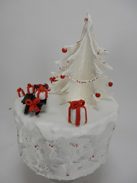 Christmas cake with icing sleigh