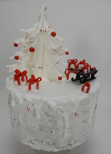White red and black Christmas Cake