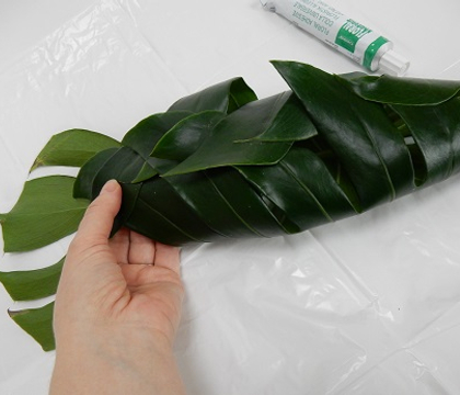 Fold over a tropical leaf cocoon