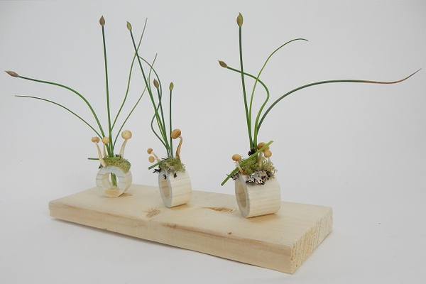 Wooden floral containers.