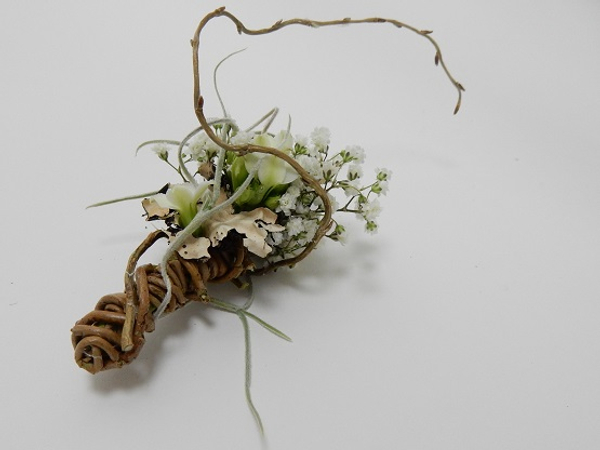 Boutstix floral magnate Willow twigs, Lichen, Spanish Moss, Kalanchoe and Gypsophila corsage