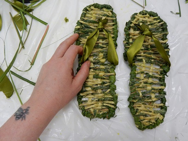 The basic sandals are now ready to decorate