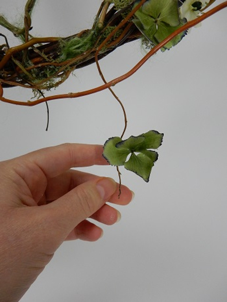 Glue in dried hydrangea florets.