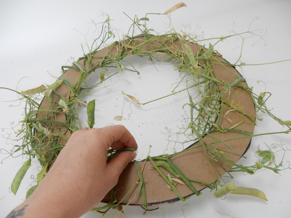 Add more stems to cover to create a sturdy wreath