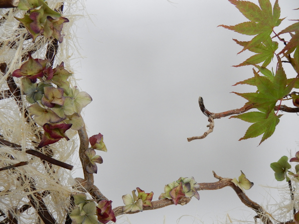 Sisal, Hazel and Hydrangea fall armature