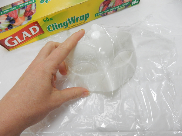 Cover a mask shape with cling wrap
