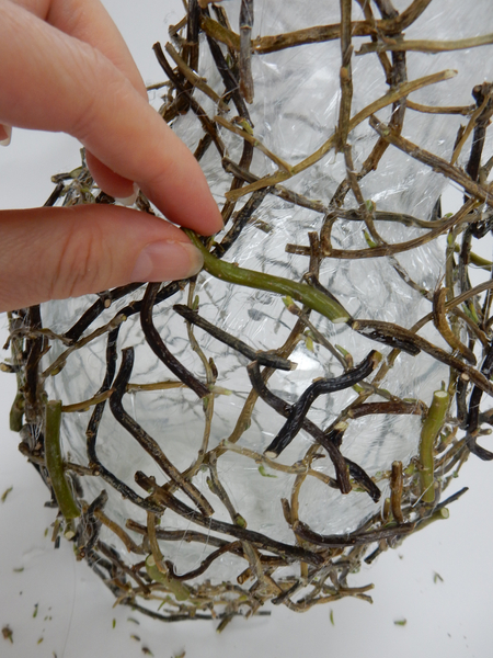 Make sure to glue the twigs to both sides of the armature.