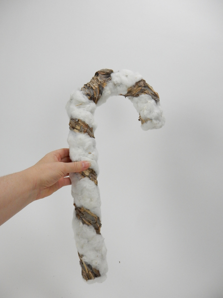 Cotton and bark candy cane