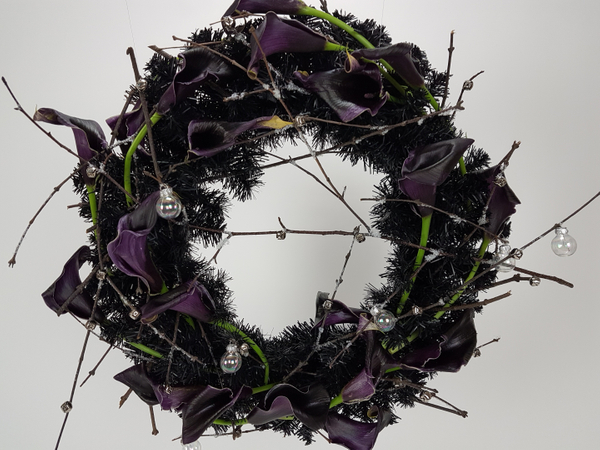 Black Arum Lily wreath design