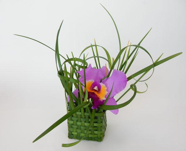 What is in a basket of spectacular floral art design