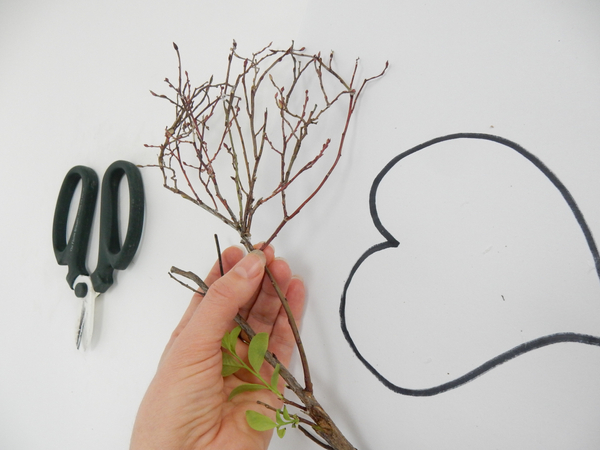Glue the twig heart on to a sprouting twig