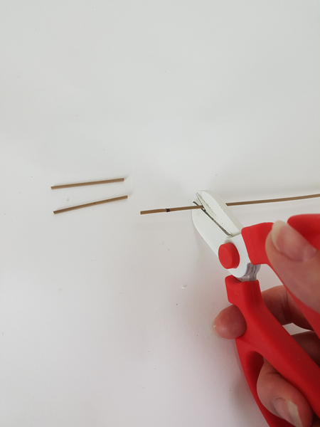 Cut two thin sticks or reeds to just slightly larger than the gap