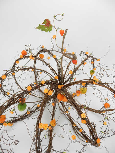 Kalanchoe and Physalis on a tendril Fall wreath pumpkin