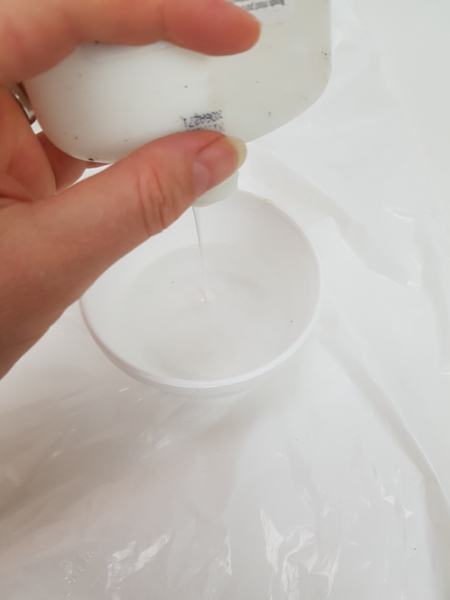 Pour out wood glue into a bowl and thin it with warm water to the consistency of cream Pour out wood glue into a bowl and thin it with warm water to the consistency of cream
