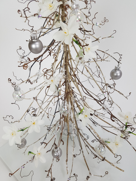 Twig and baubles floral design