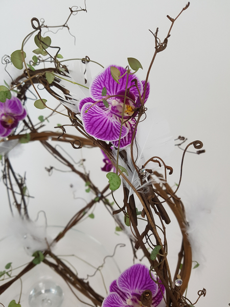 Phalaenopsis and rosary vine spring basket design