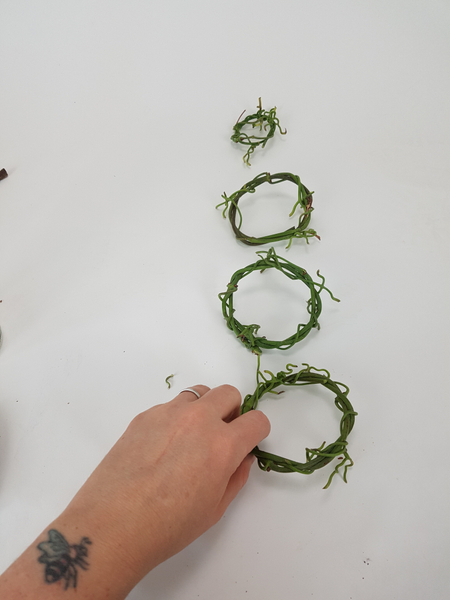 For my swinging nest I wove three larger wreaths and one small one For my swinging nest I wove three larger wreaths and one small one