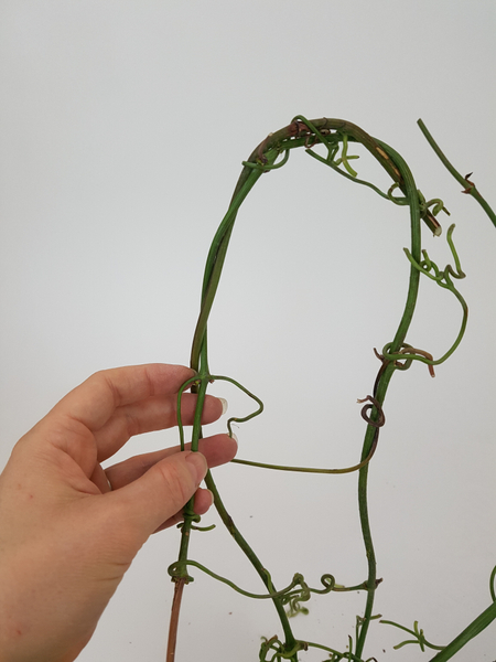 Weave the two vines to combine and secure with stem tendrils
