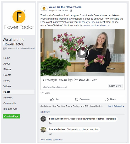 freestyle freesia floral art design by Christine de Beer on Flower Factor for Pim van den Akker